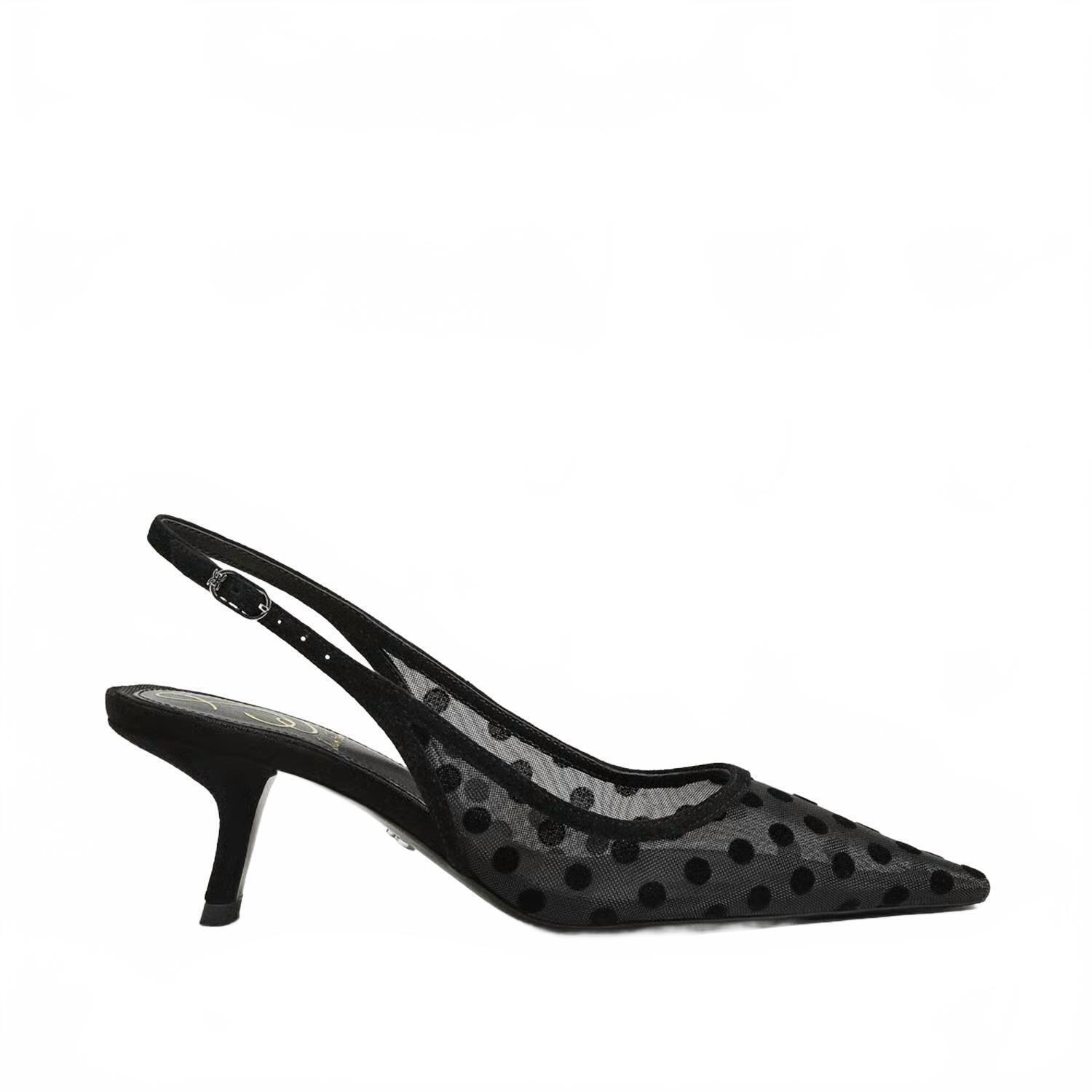 New Sam Edelman Women's Bianka Slingback Pump In Black Polka Dot Mesh — image 3 of 8
